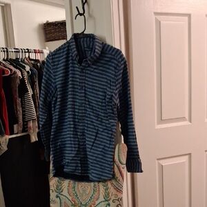 Casual Men’s Blue Striped Button-Down Shirt